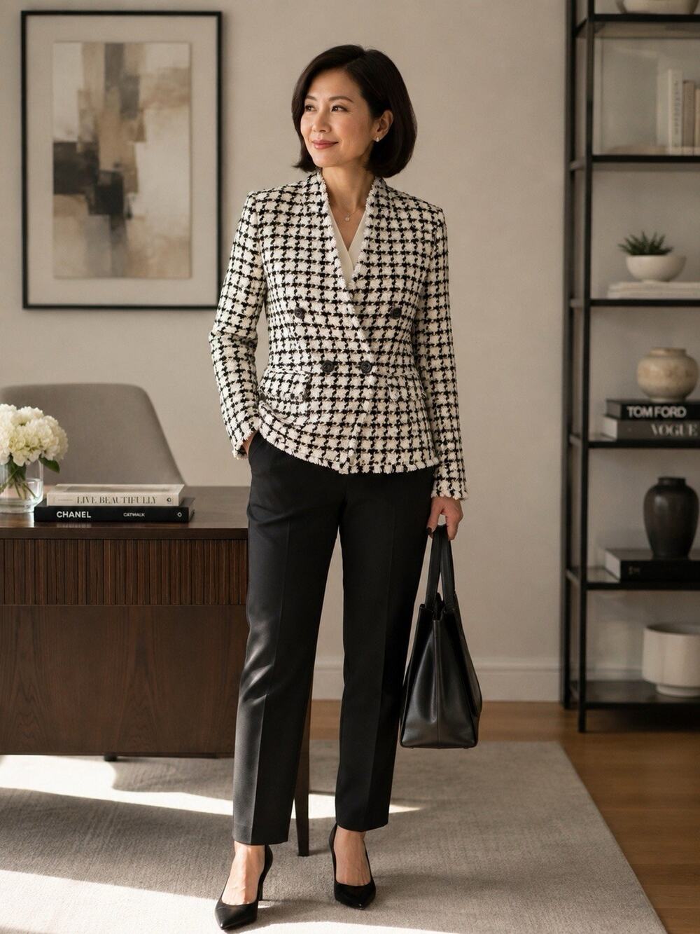 Ann Taylor Petite 0 Blazer NWT Plaid Boucle Double Breasted Career Jacket